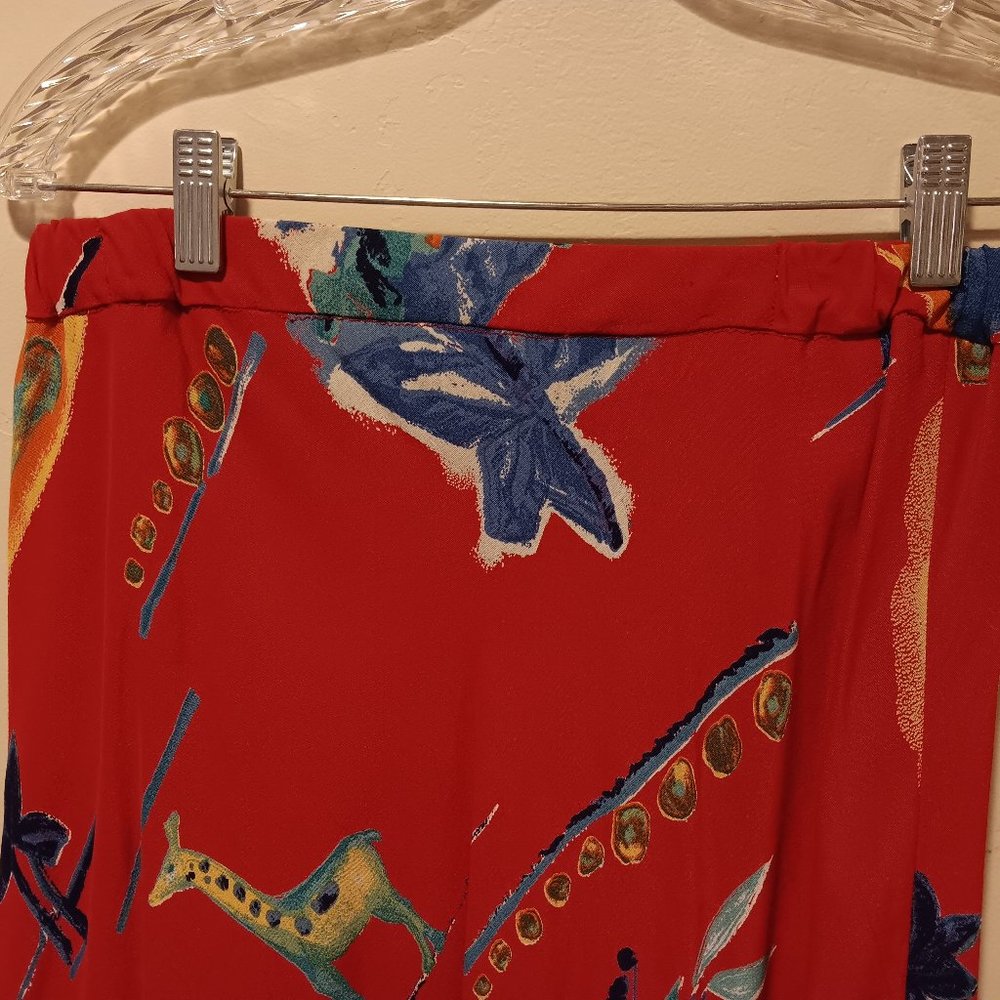 Vintage Red Nino Wong Of California Art To Wear 2 Piece Midi Skirt Set Large - Picture 9 of 16